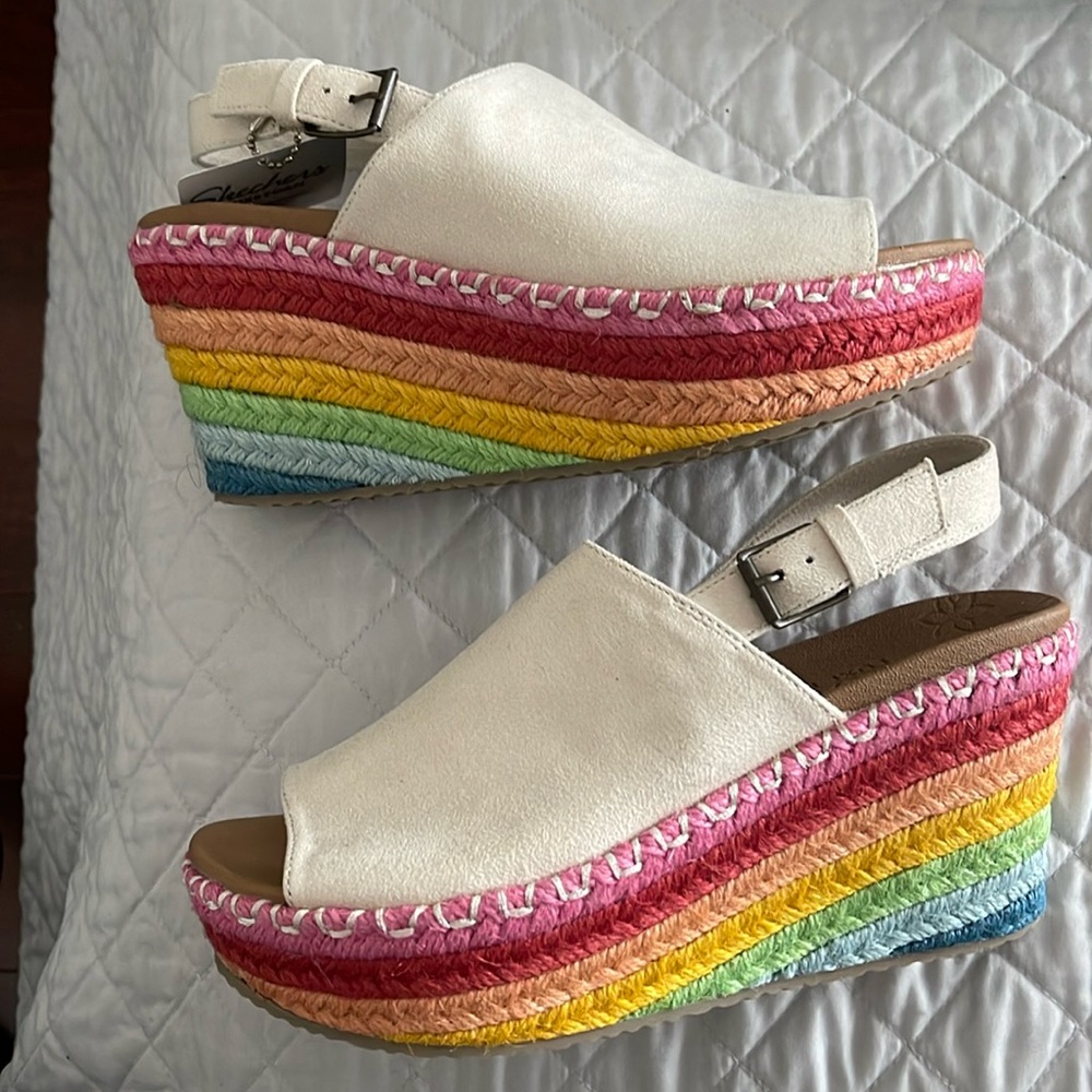 Rainbow espadrille wedge